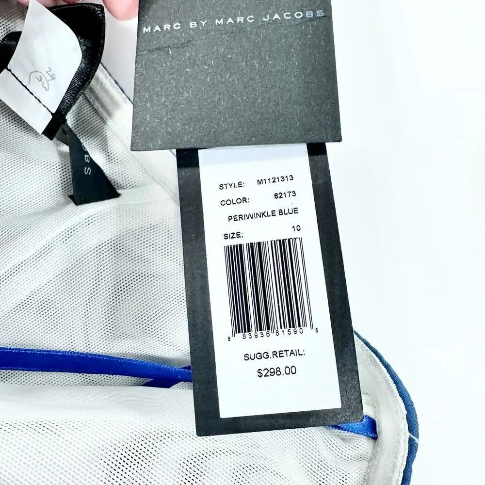 Marc by Marc Jacobs Kline pleased periwinkle blue strapless full skirt dress 10
